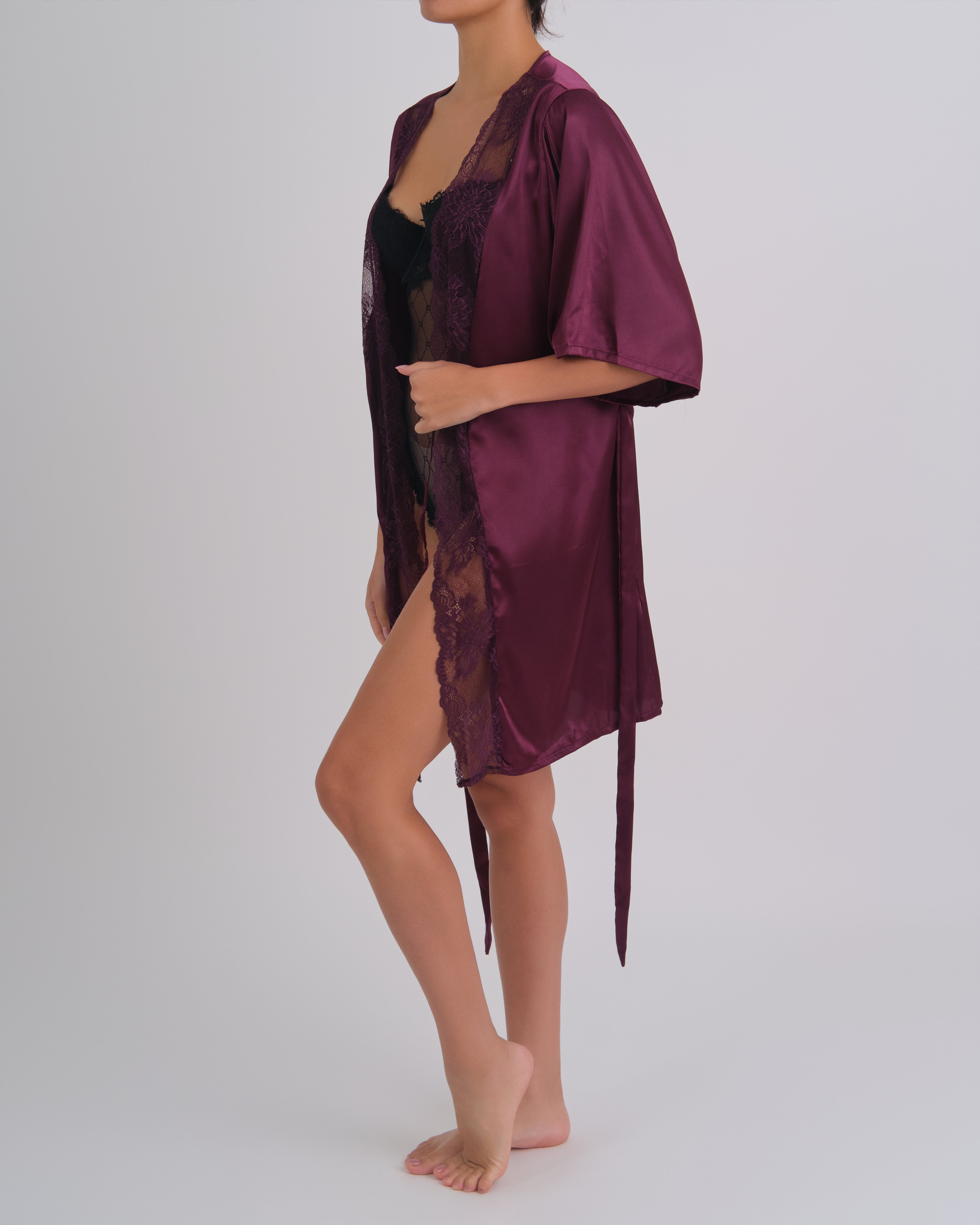 Lsi Kimono Soiree Lc Satin - Mid Length OPULENT PURPLE / S/M