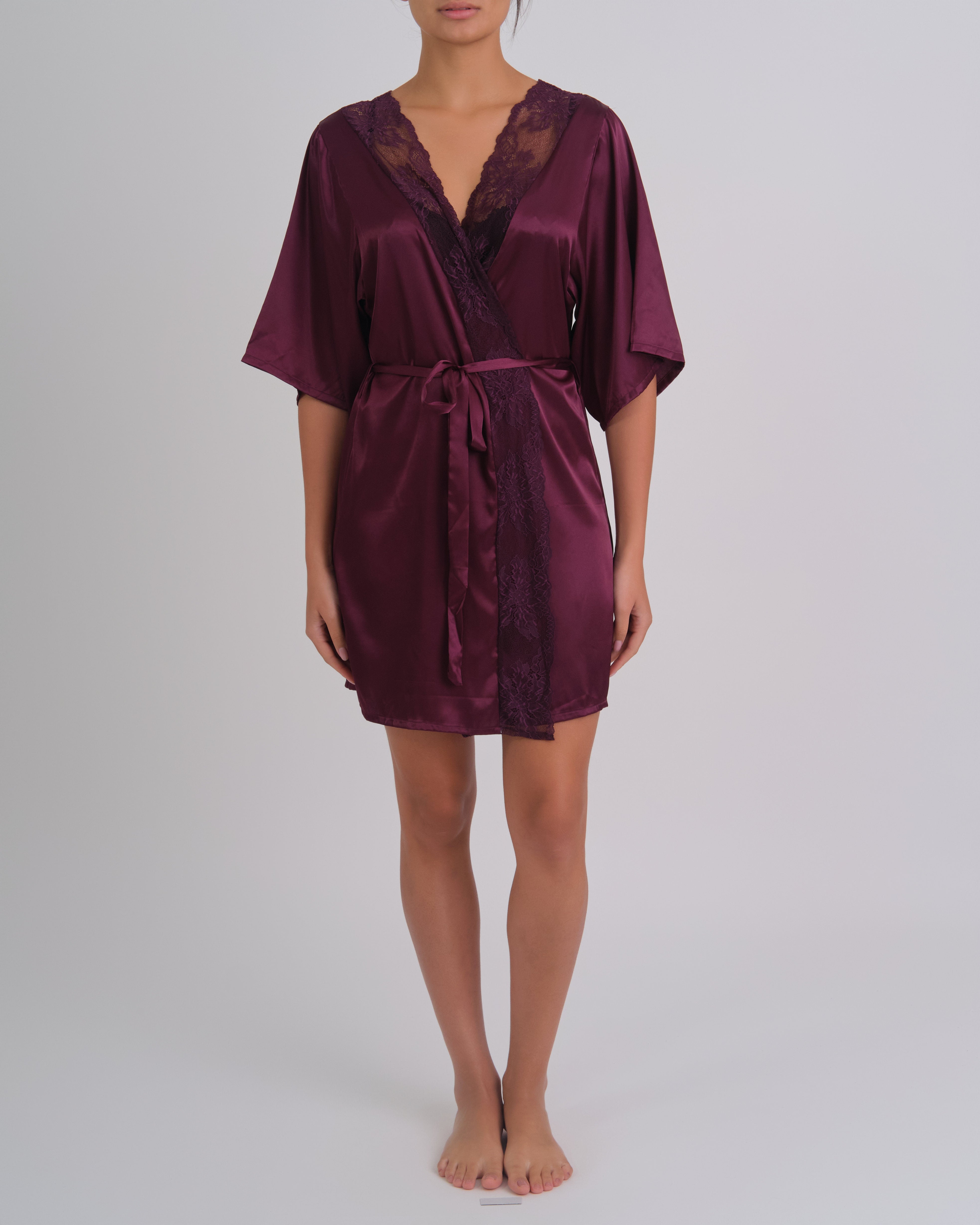 Lsi Kimono Soiree Lc Satin - Mid Length OPULENT PURPLE / S/M