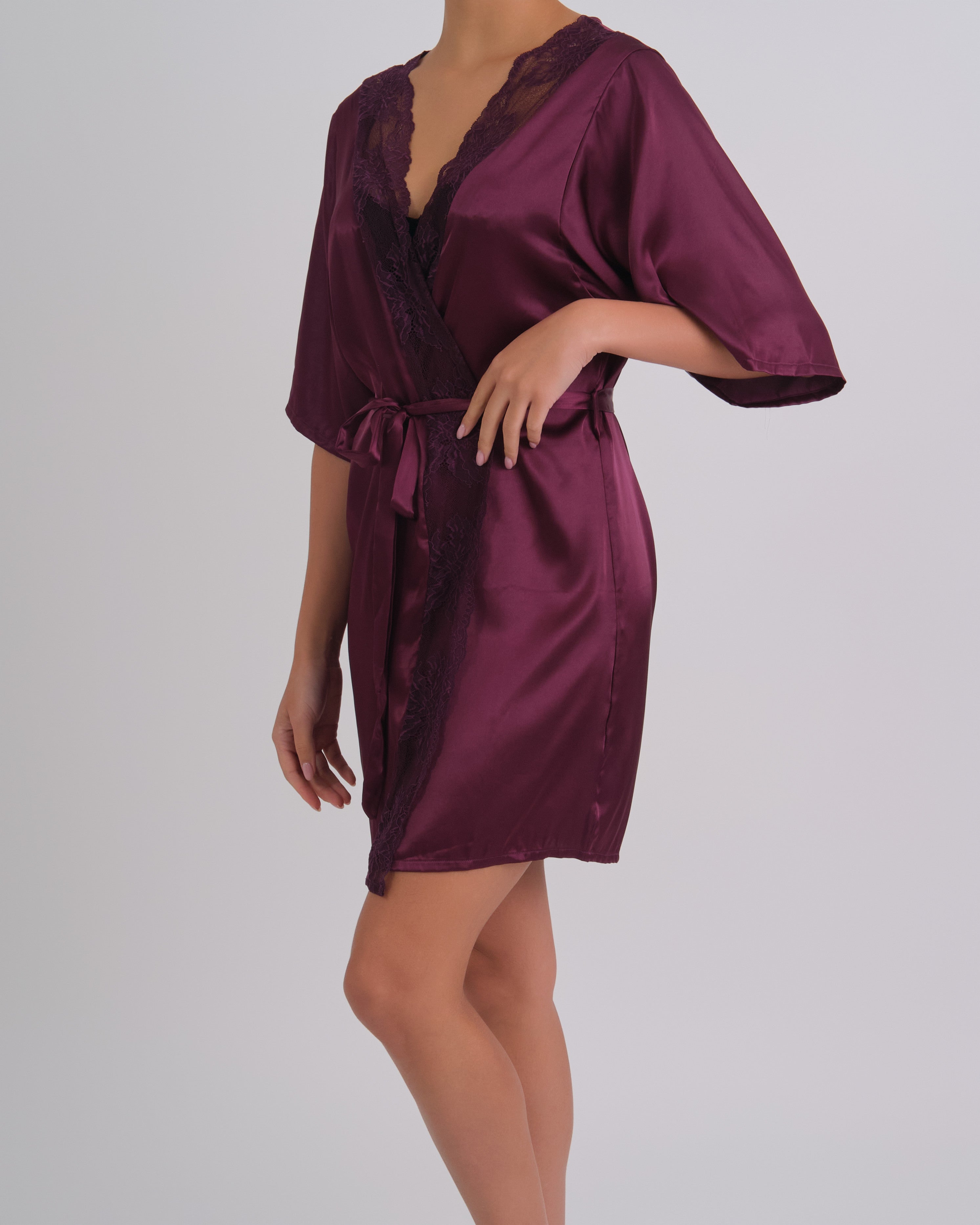 Lsi Kimono Soiree Lc Satin - Mid Length OPULENT PURPLE / S/M