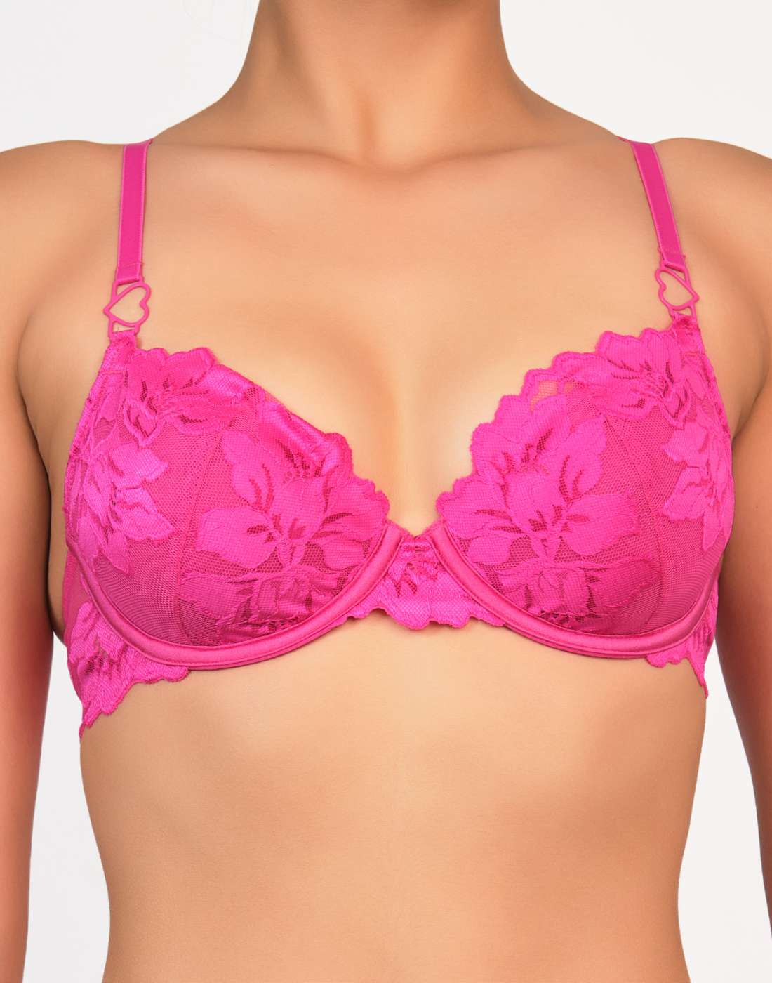 La Senza Sexy Lace Bra Lightly Lined Balconette Lace Bra Dark Pink / 34B