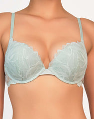 La Senza Sexy Double Pushup Plunge Lace Bra Light Blue / 34B