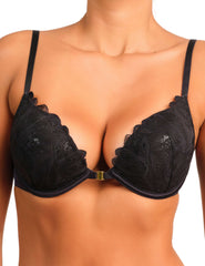 La Senza Sexy Double Pushup Plunge Lace Bra 34B / Black