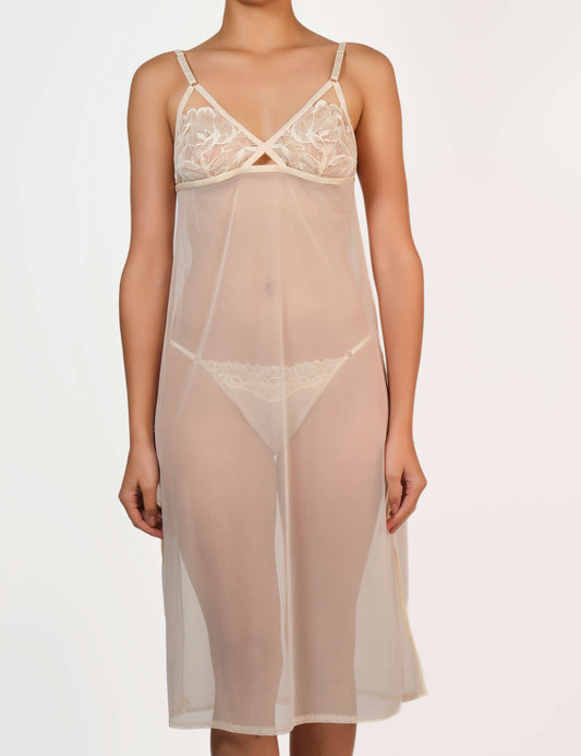 Slip Mid Length Sheer Mesh W Tropadelic Lc Cups 4Qil / MED