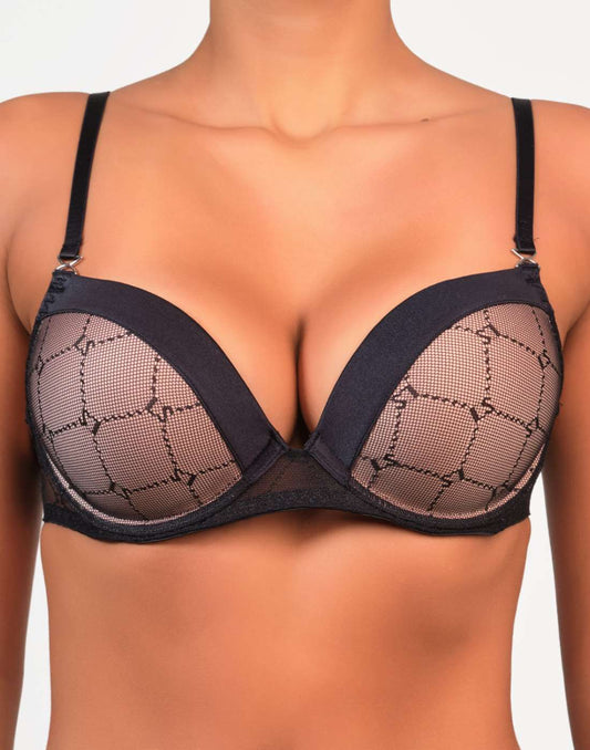 La Senza Sexy Double Pushup Plunge Bra Black / 34B