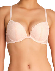 La Senza Sexy Gel Padding Plunge Lace Bra 34B / Light Pink