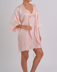 Robe Satin Tulip Hem And Flutter Sleeve 2X7D / S/M