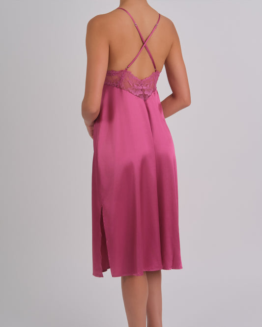 Slip Midi Length Stretch Satin W Sheer Luv Lc PG50 / MED