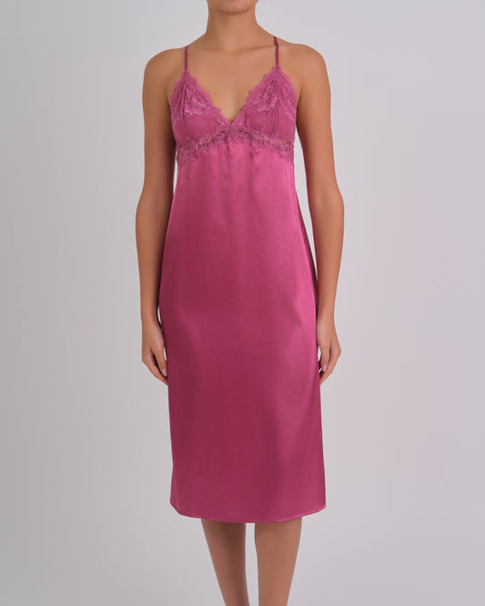 Slip Midi Length Stretch Satin W Sheer Luv Lc PG50 / MED