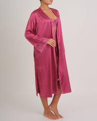 Robe Midi Length Satin W Sheer Luv Lc Cuffs PG50 / S/M