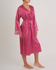 Robe Midi Length Satin W Sheer Luv Lc Cuffs PG50 / S/M