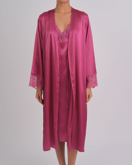 Robe Midi Length Satin W Sheer Luv Lc Cuffs PG50 / S/M