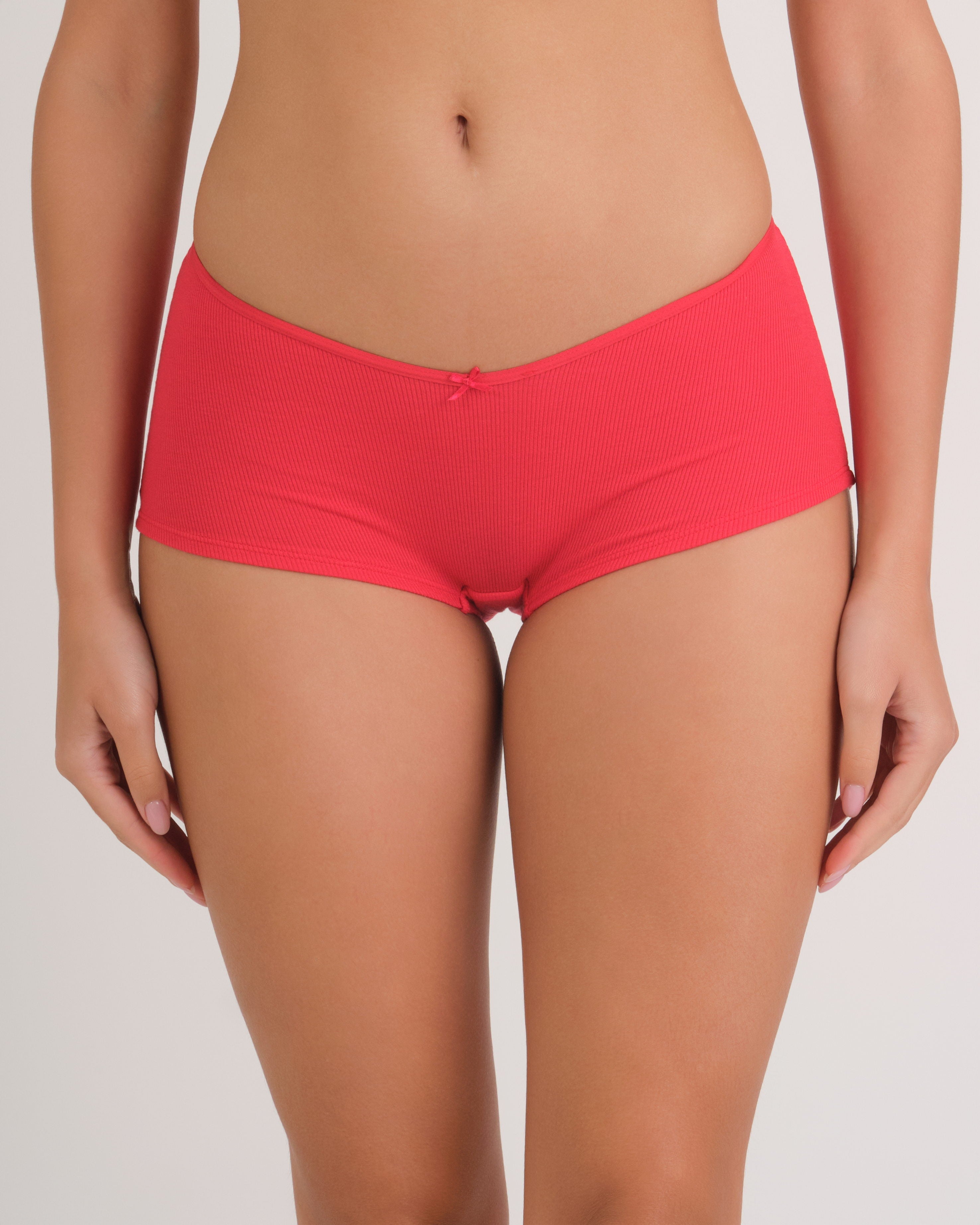 Us Boyshort Vwaist Rib W Bow 6S2D / MED