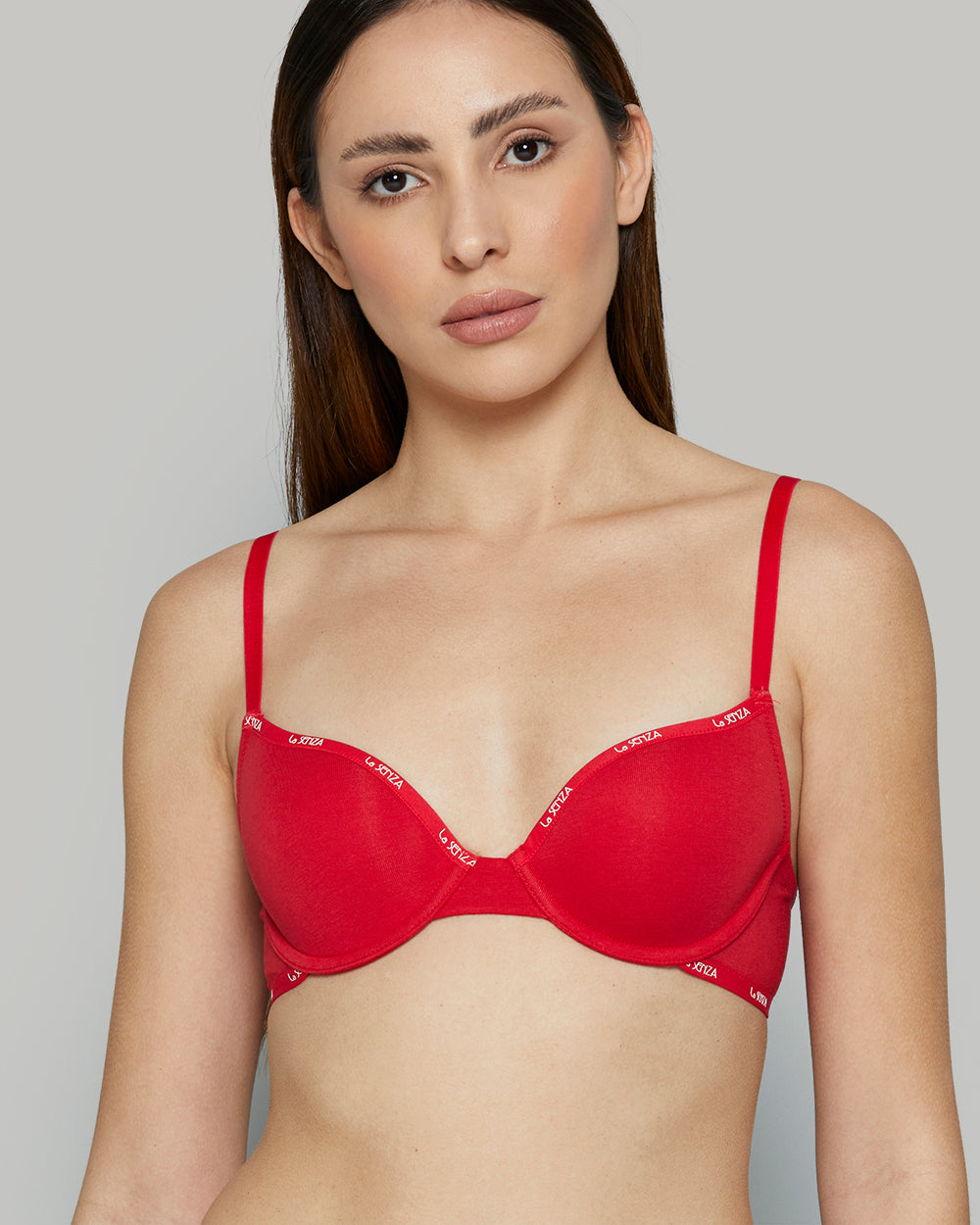 ESSENTIALS LL DEMI- LOGO SKINNY TRIM COSMO RED / 34A