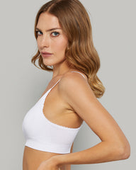 ISLA & EVIE NO WIRE STRAPPY CROP TOP WITH REMOVABLE PAD WHITE / S