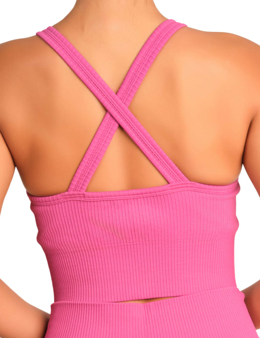 Isla & Evie Plunge Sports Bra Dark Pink / MED