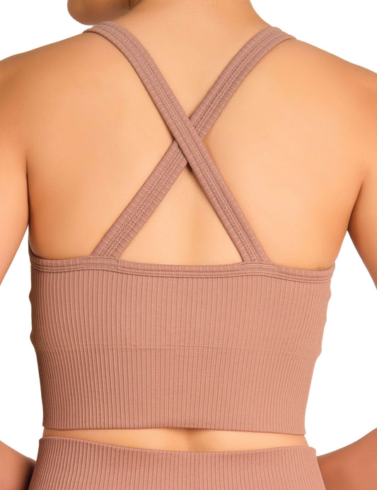 Isla & Evie Padded Sports Bra Brown / MED