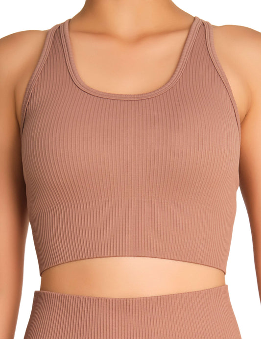 Isla & Evie Padded Sports Bra Brown / MED