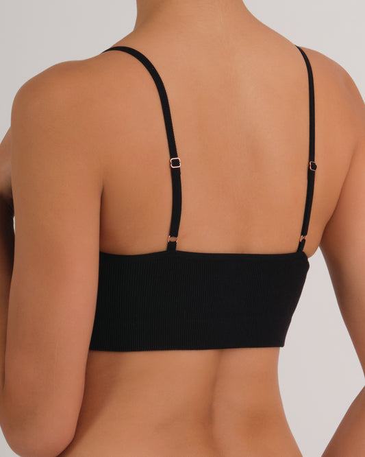 Boho Rib Non Padded Crop BLACK / MED