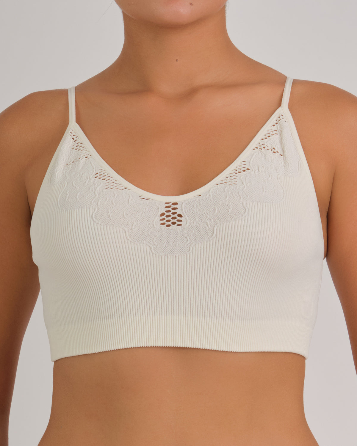 Boho Rib Non Padded Crop ECRU / MED