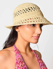 South Beach Straw Bucket Hat Beige / S/M