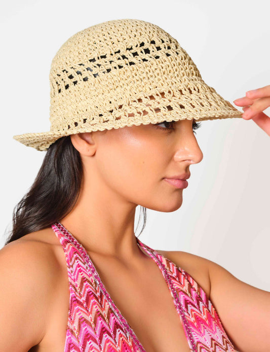 South Beach Straw Bucket Hat Beige / S/M