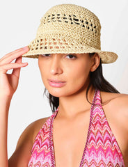 South Beach Straw Bucket Hat Beige / S/M