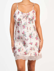 Isla & Evie Satin Chemise Slip Floral Print / MED