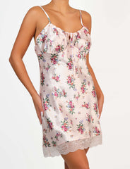 Isla & Evie Satin Chemise Slip Floral Print / MED