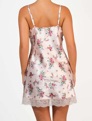 Isla & Evie Satin Chemise Slip Floral Print / MED