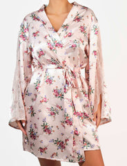 Isla & Evie Satin Robe Floral Print / MED