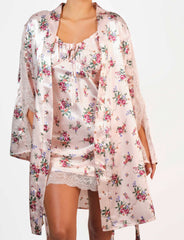 Isla & Evie Satin Robe Floral Print / MED