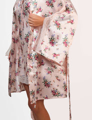 Isla & Evie Satin Robe Floral Print / MED