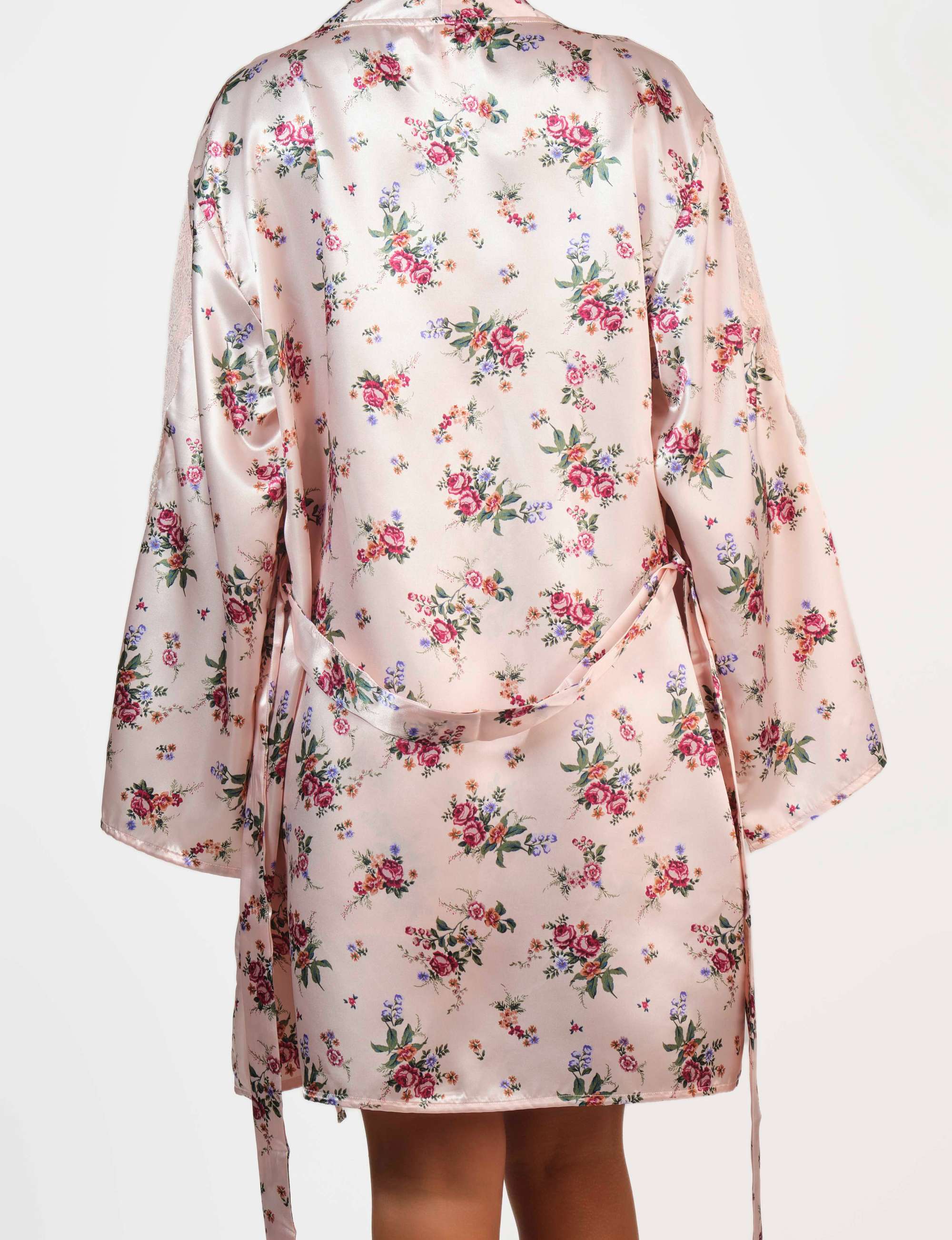 Isla & Evie Satin Robe Floral Print / MED