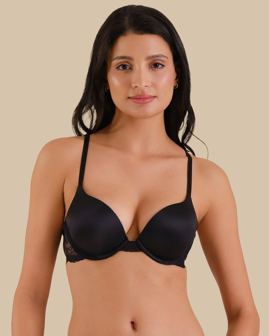 Solid with lace wings JET BLACK-LSI / 34B