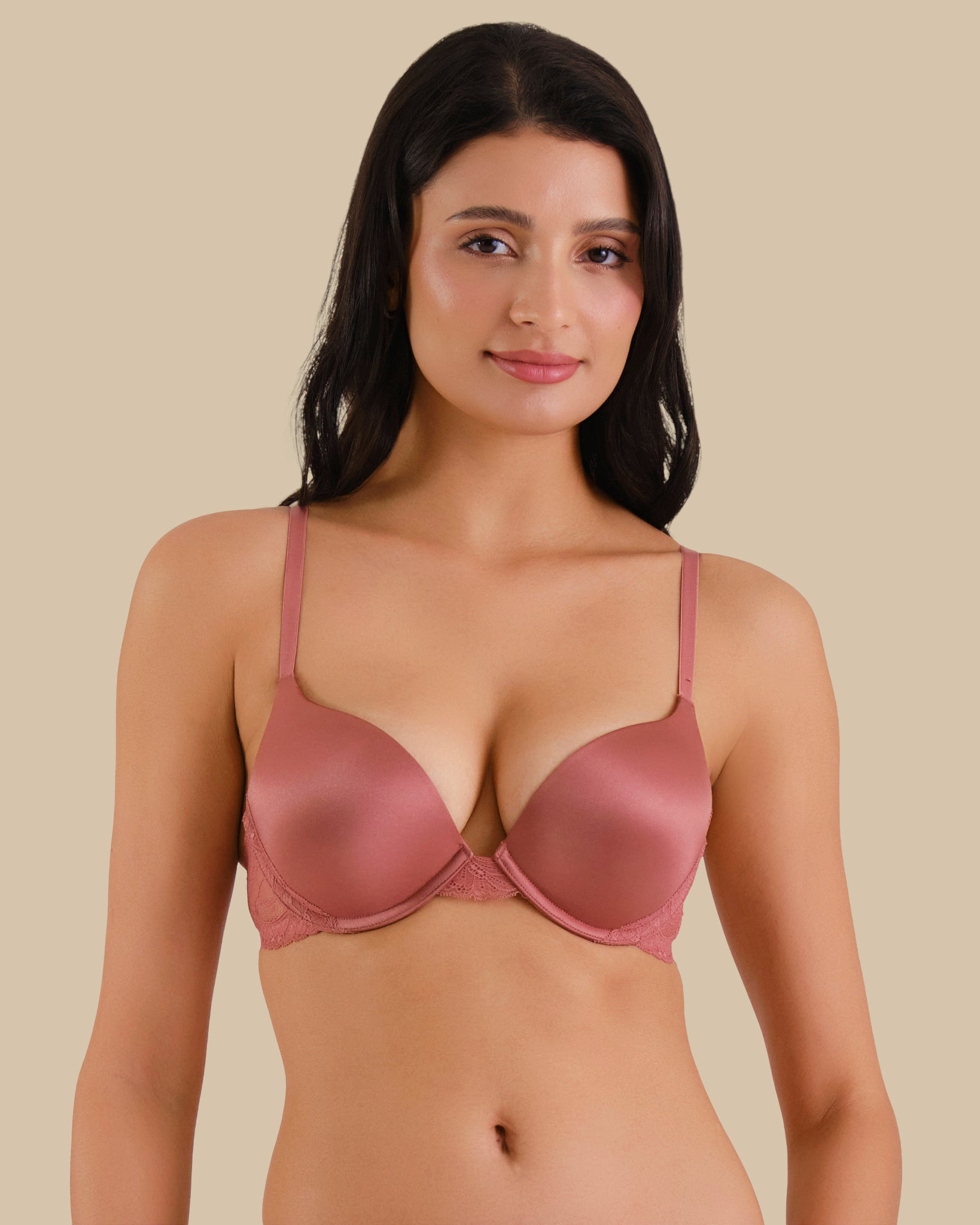 Solid with lace wings WITHERED ROSE-LSI / 34B