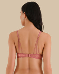 Solid with lace wings WITHERED ROSE-LSI / 34B