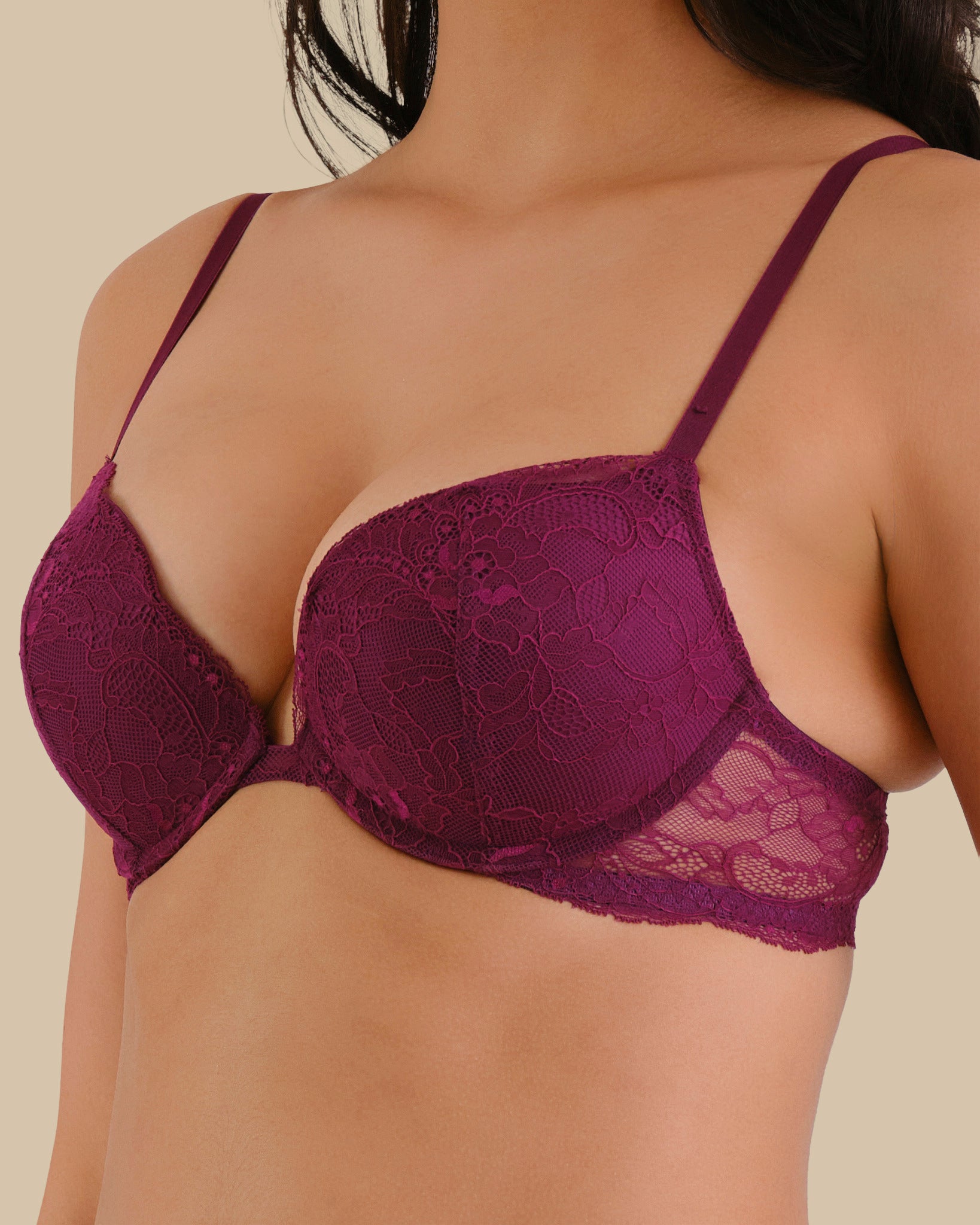 ALL OVER LACE SOFT FOAM DARK PURPLE-LSI / 34B