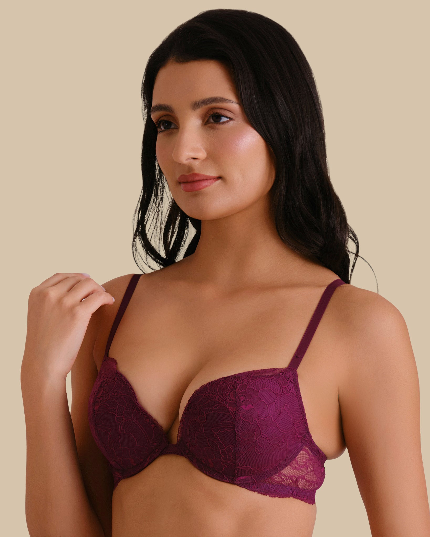 ALL OVER LACE SOFT FOAM DARK PURPLE-LSI / 34B