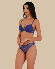 THONG ALL OVER LACE PANTY SKIPPER BLUE-LSI / S