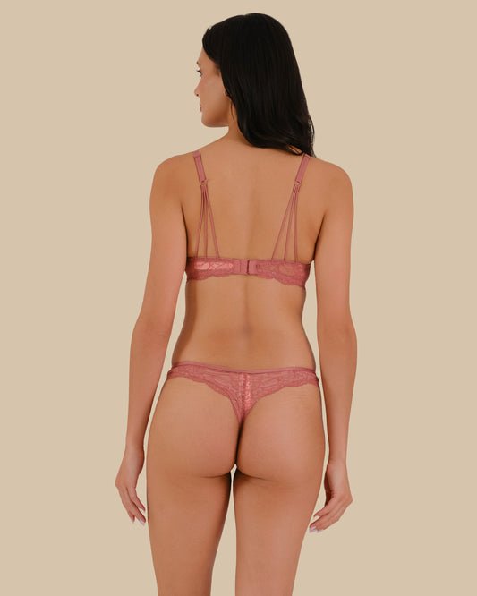 THONG ALL OVER LACE PANTY WITHERED ROSE-LSI / S