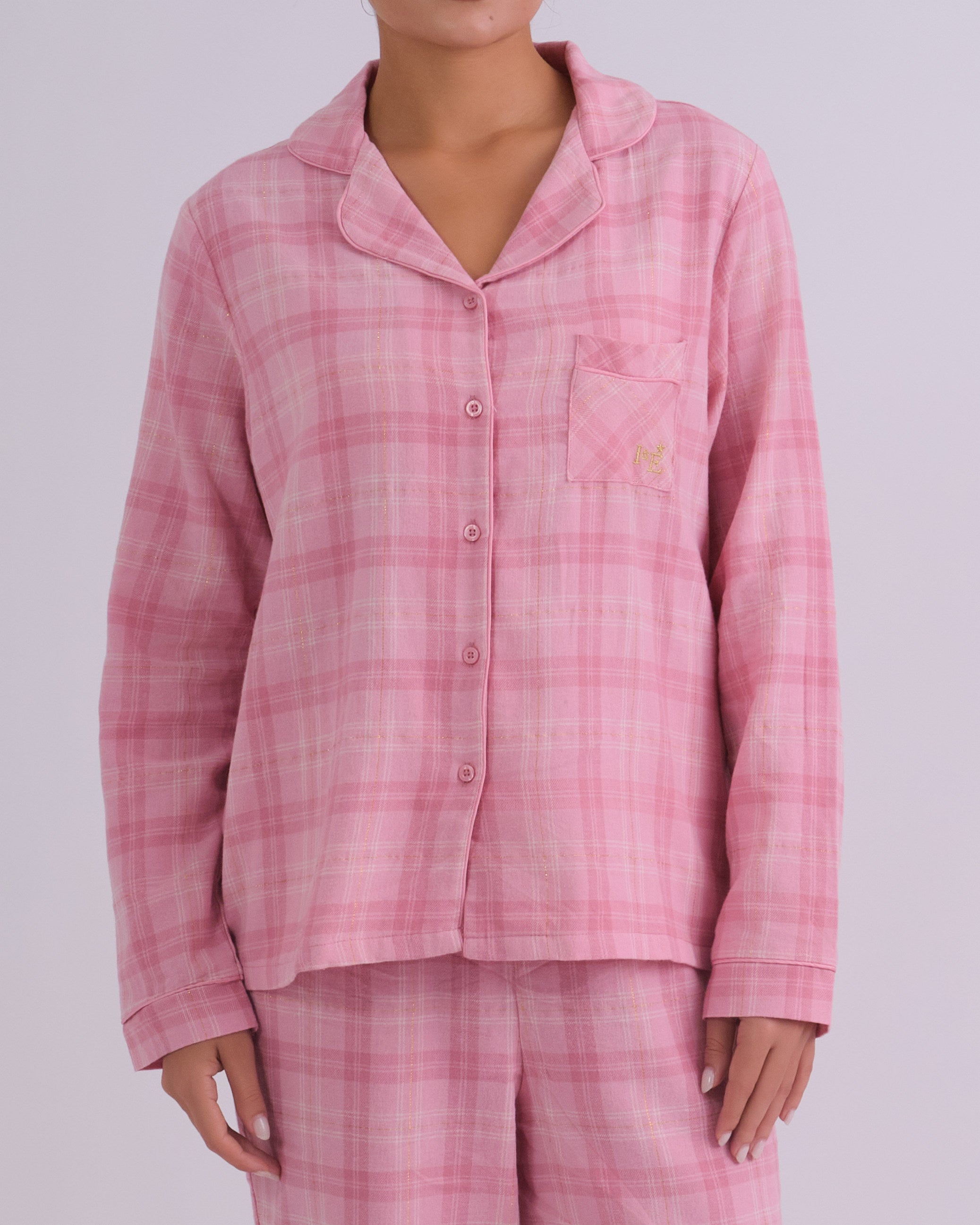 Holiday Flannel Long Pj Packs PINK LUREX CHECK-LSI / MED