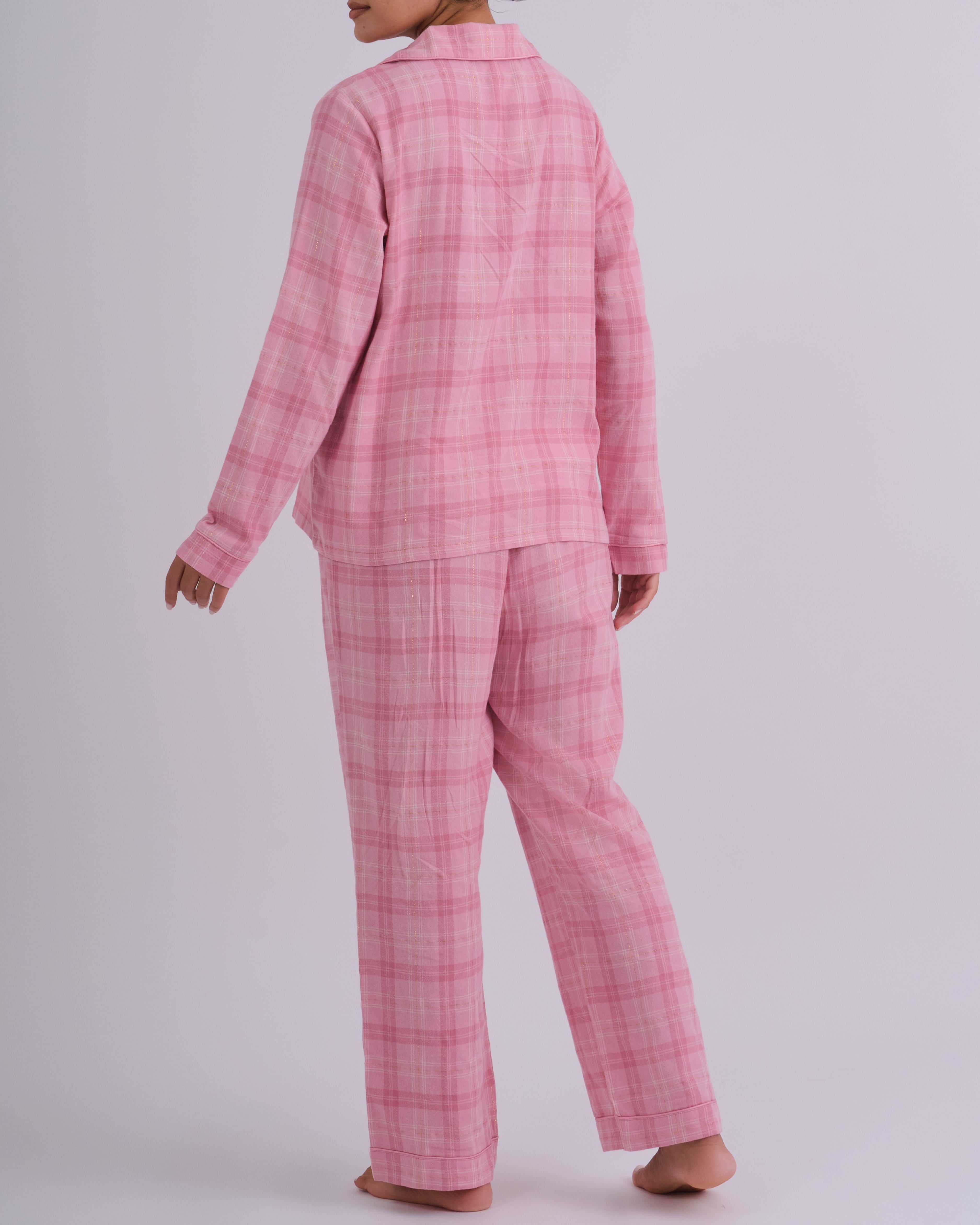 Holiday Flannel Long Pj Packs PINK LUREX CHECK-LSI / MED