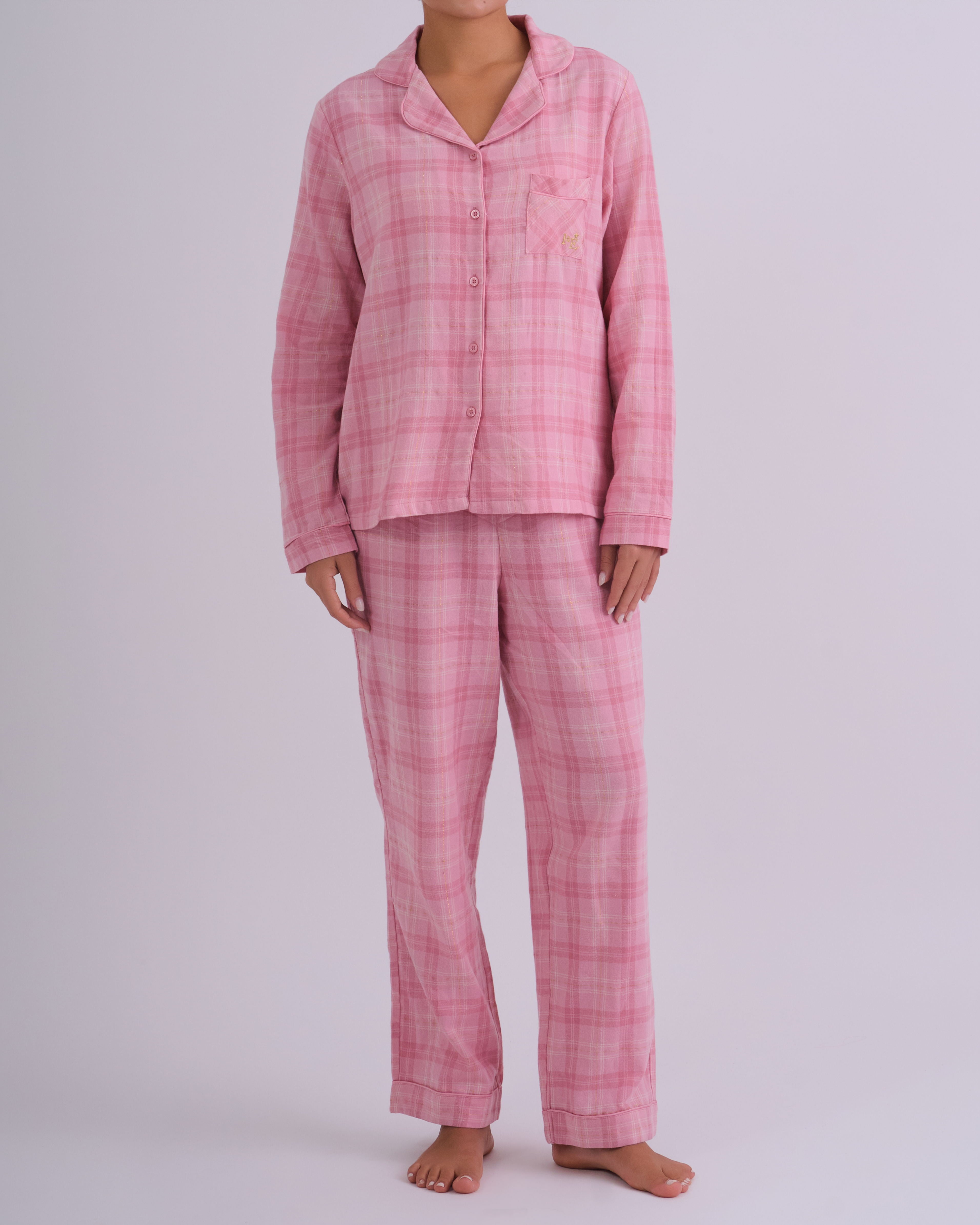 Holiday Flannel Long Pj Packs PINK LUREX CHECK-LSI / MED