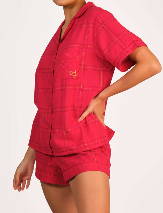 4Nfsl0008-Lsi Red Lurex Check-Lsi / MED