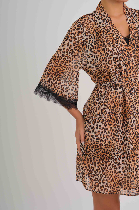 Wild Glam Robe Short LEOPARD PRINT / MED