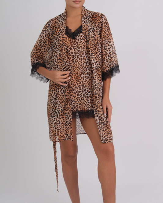 Wild Glam Robe Short LEOPARD PRINT / MED