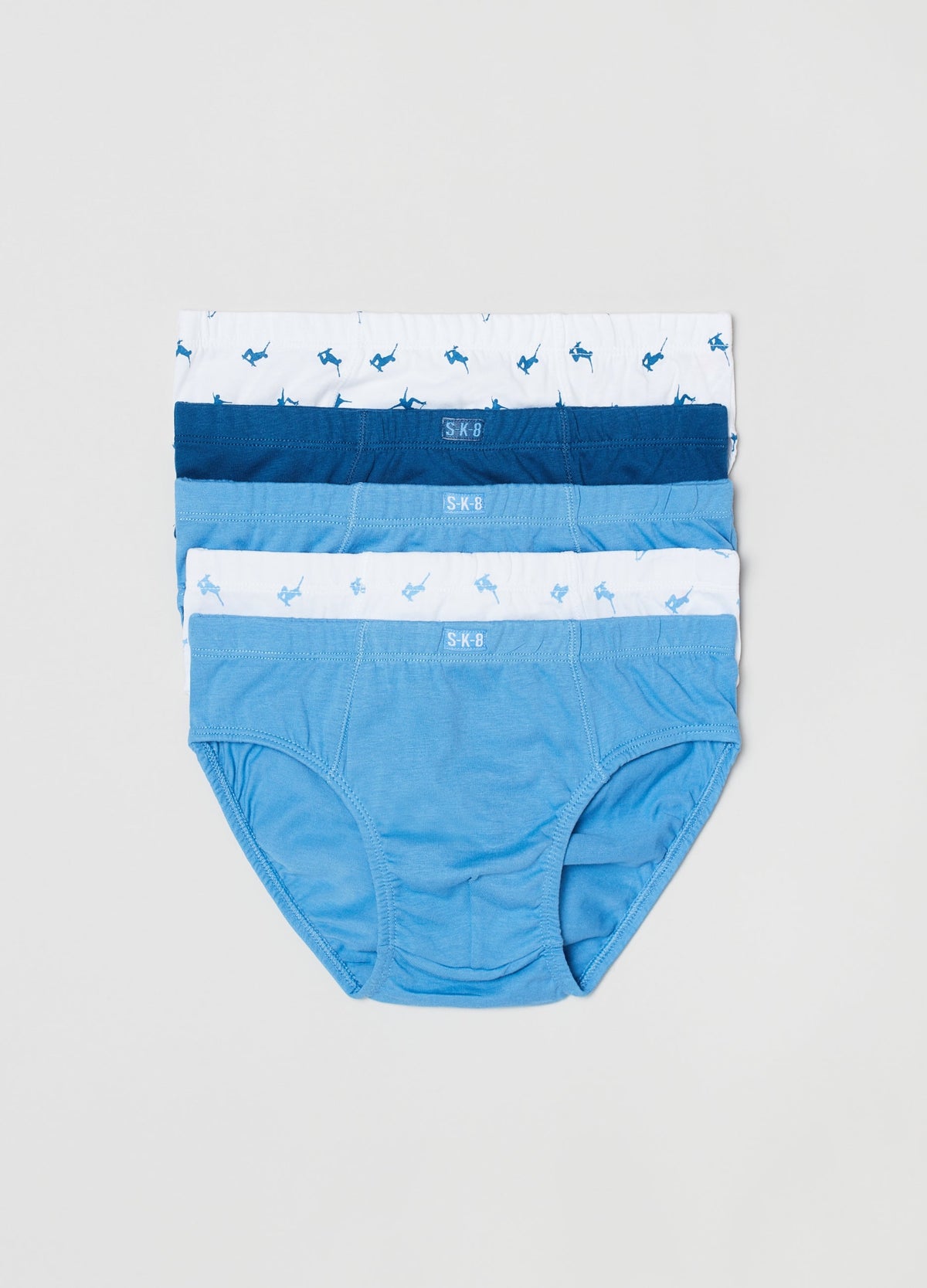 Five-pack briefs with skater print