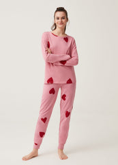 Full-length pyjamas with heart print