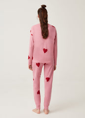 Full-length pyjamas with heart print