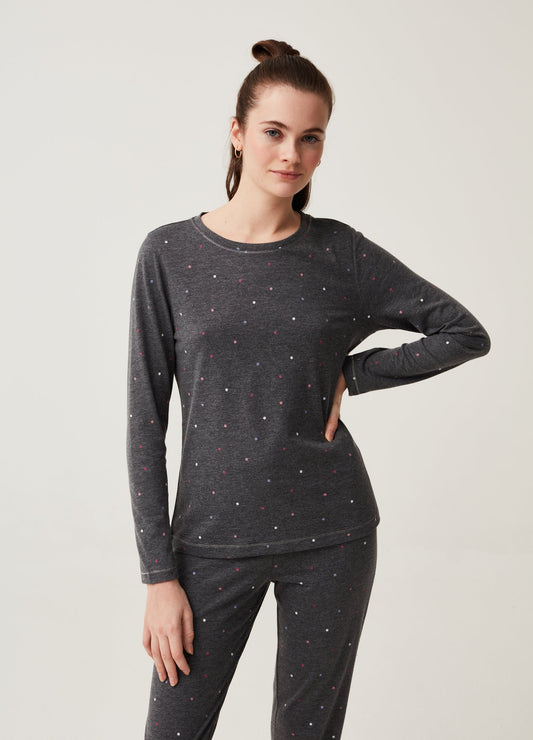 Polka dot cotton pyjama top